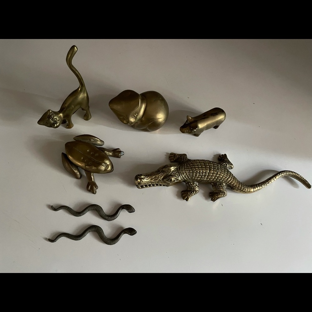 Vintage Metal Set of Two Snake Figurines - Picture 5 of 5